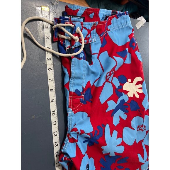 American Eagle Outfitters Mens Red & Blue Floral Swim Trunks Size 36 Polyester D - Picture 4 of 12